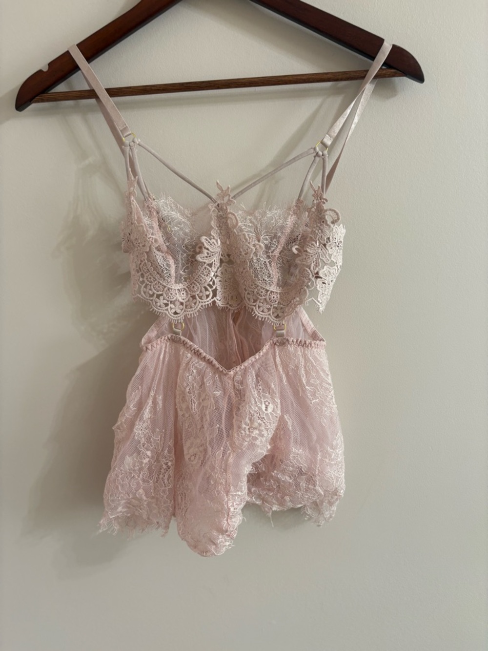 Delicate Lace Chemise in Blush Pink